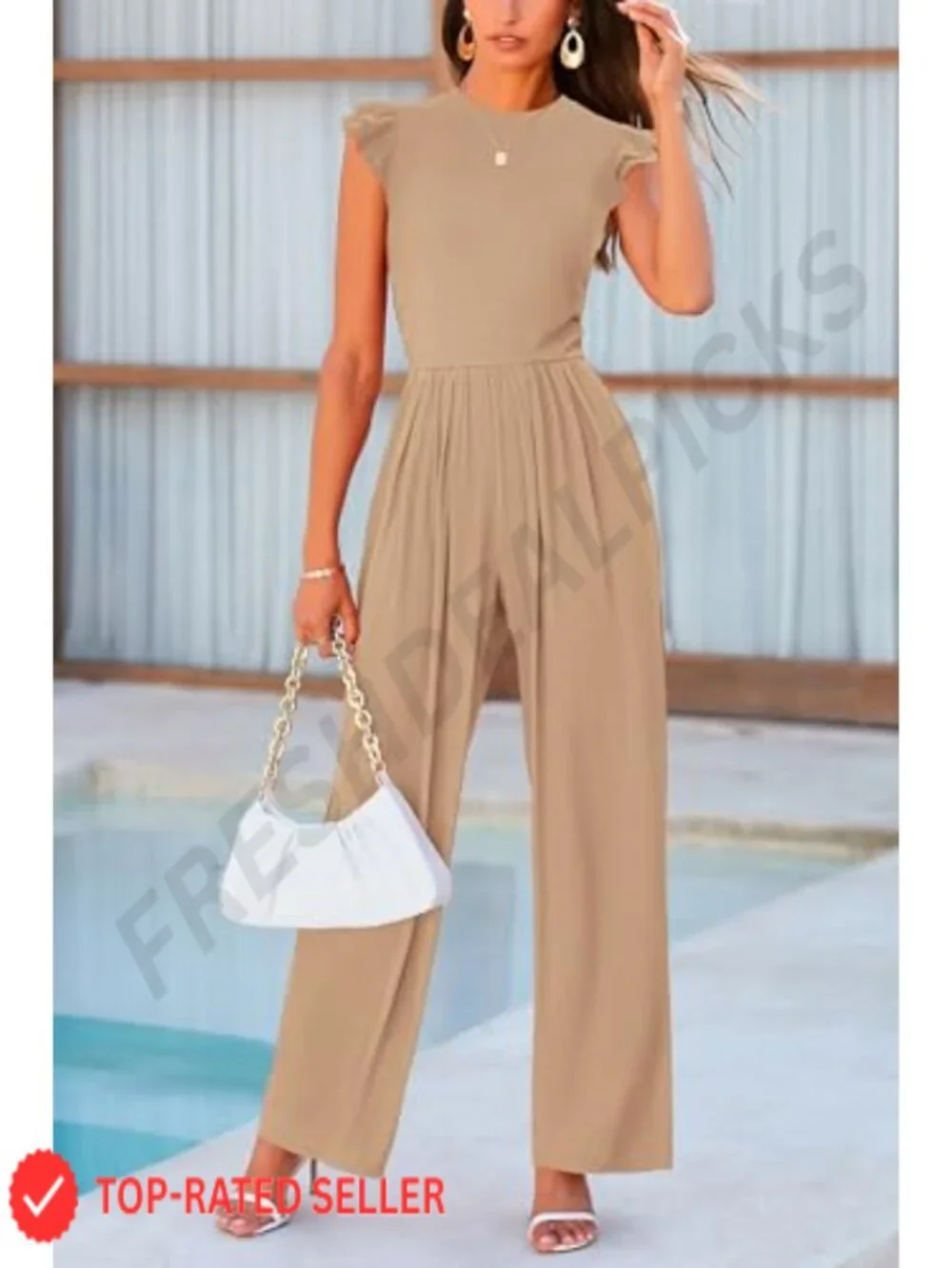 PRETTYGARDEN Cap Sleeve One Piece Jumpsuits for Women | Stretchy Ribbed